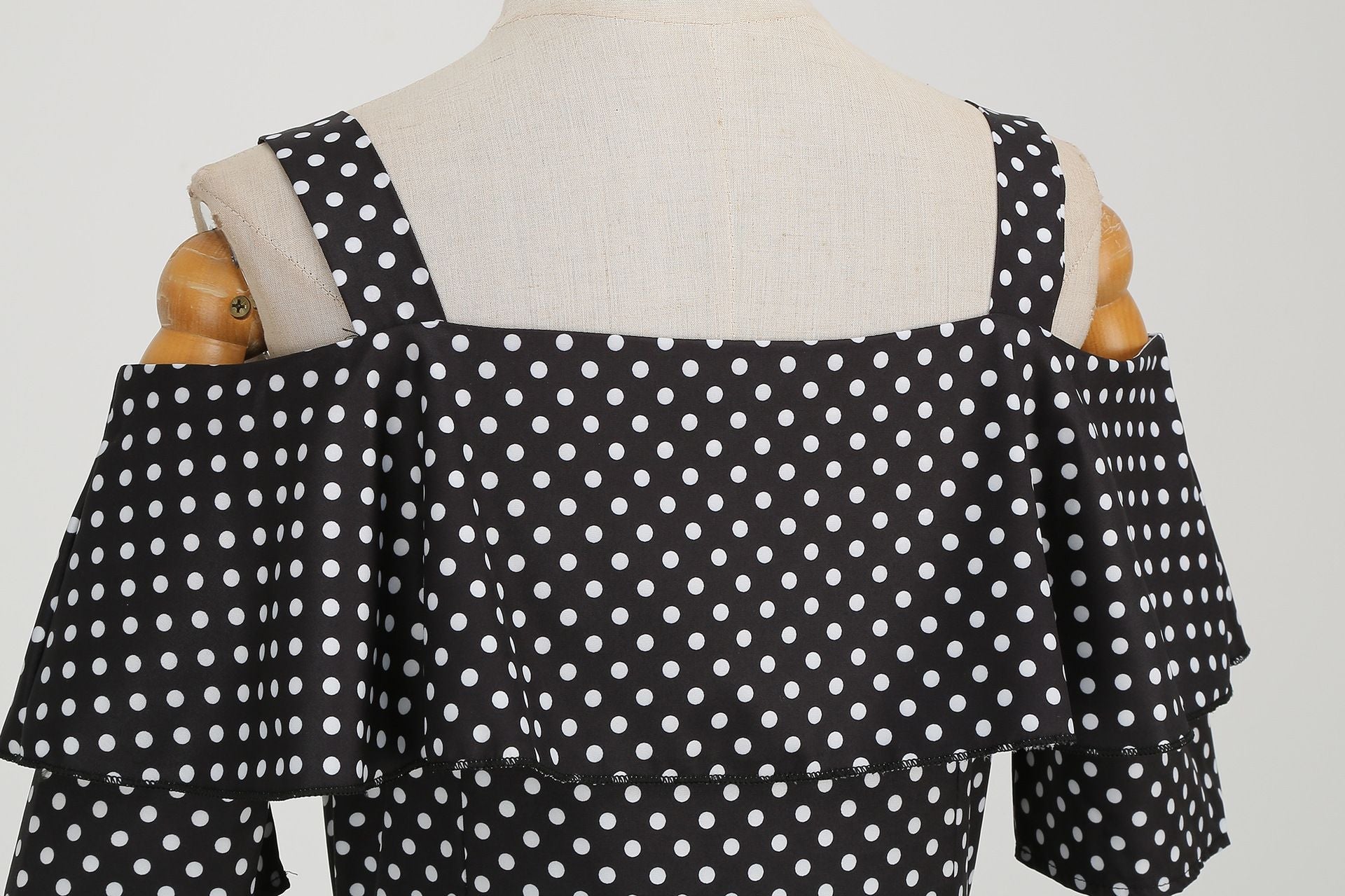Womens 1950s Retro Rockabilly Polka Dot Casual Dress Vintage Style Prom Dress Black