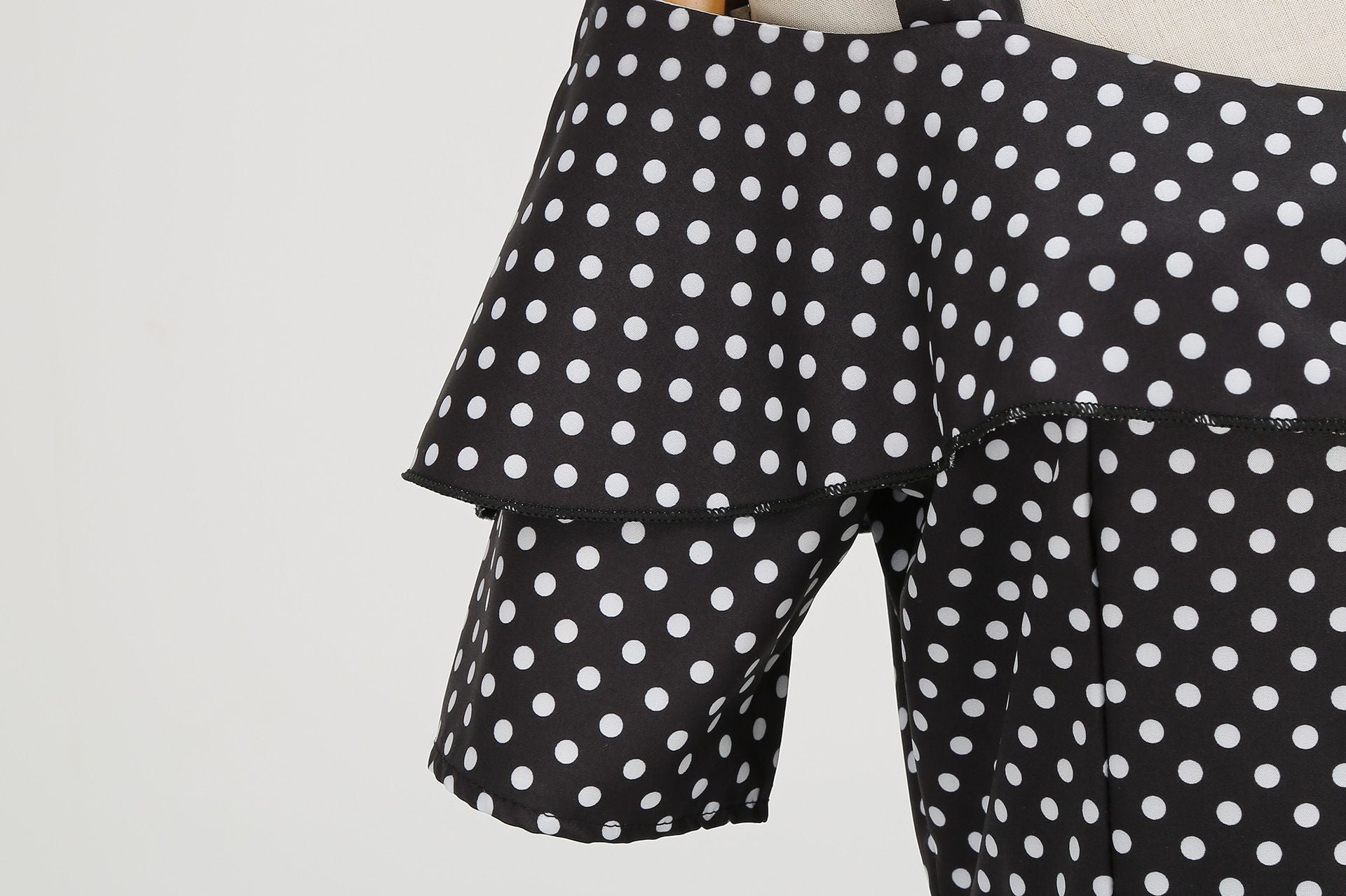 Womens 1950s Retro Rockabilly Polka Dot Casual Dress Vintage Style Prom Dress Black