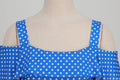 Womens 1950s Retro Rockabilly Polka Dot Casual Dress Vintage Style Prom Dress Blue