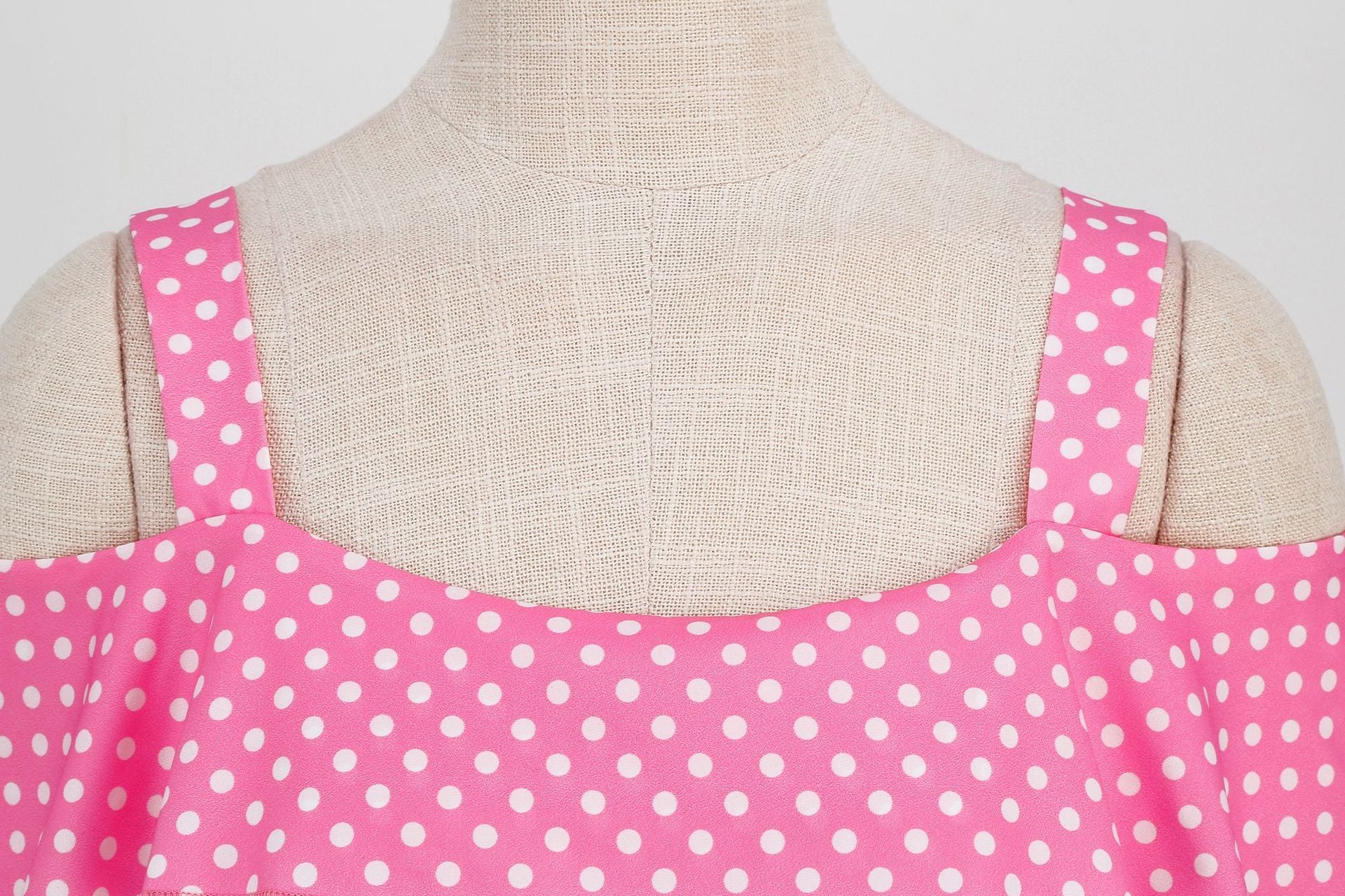 Womens 1950s Retro Rockabilly Polka Dot Casual Dress Vintage Style Prom Dress Pink