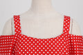 Womens 1950s Retro Rockabilly Polka Dot Casual Dress Vintage Style Prom Dress Red