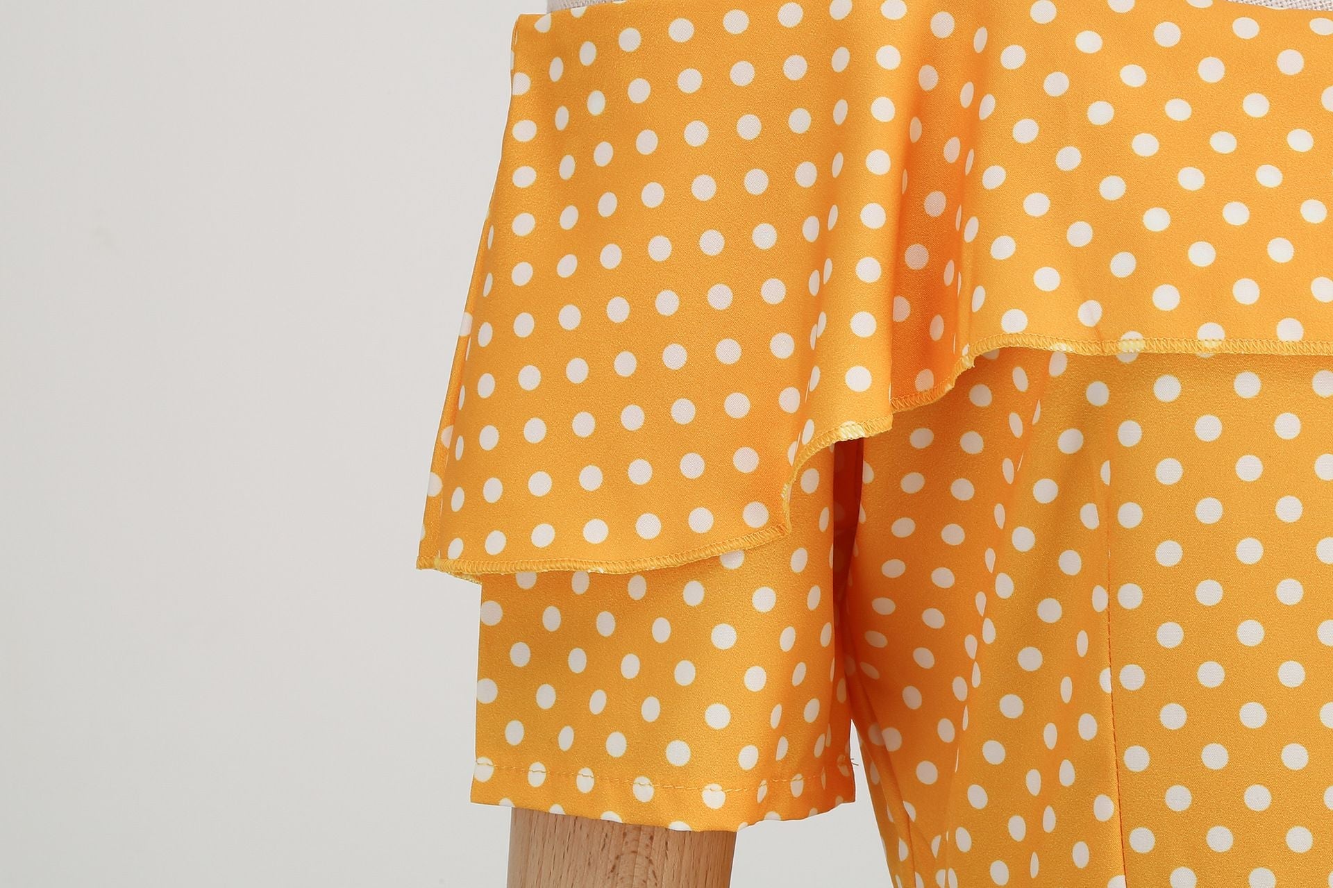 Womens 1950s Retro Rockabilly Polka Dot Casual Dress Vintage Style Prom Dress Yellow