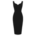 Womens 1950s Sexy Bodycon Dresses for Party Sleeveless V Neck Pencil Dress Black