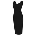 Womens 1950s Sexy Bodycon Dresses for Party Sleeveless V Neck Pencil Dress Black