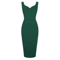 Womens 1950s Sexy Bodycon Dresses for Party Sleeveless V Neck Pencil Dress Green