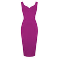 Womens 1950s Sexy Bodycon Dresses for Party Sleeveless V Neck Pencil Dress Rose