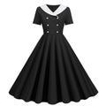 Womens 1950s Vintage Audrey Hepburn Style Cocktail Swing Costume Dresses Black