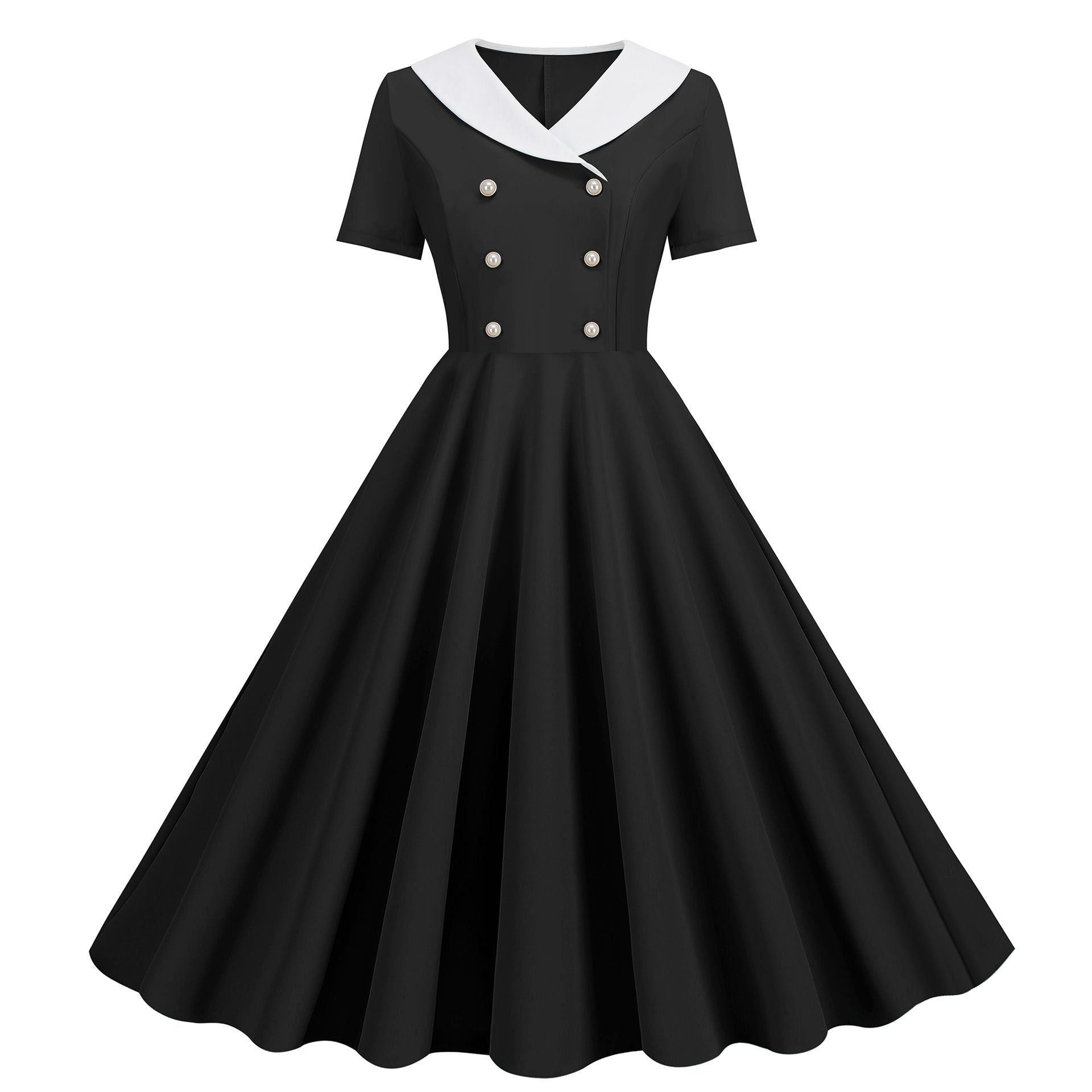 Womens 1950s Vintage Audrey Hepburn Style Cocktail Swing Costume Dresses Black