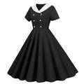Womens 1950s Vintage Audrey Hepburn Style Cocktail Swing Costume Dresses Black