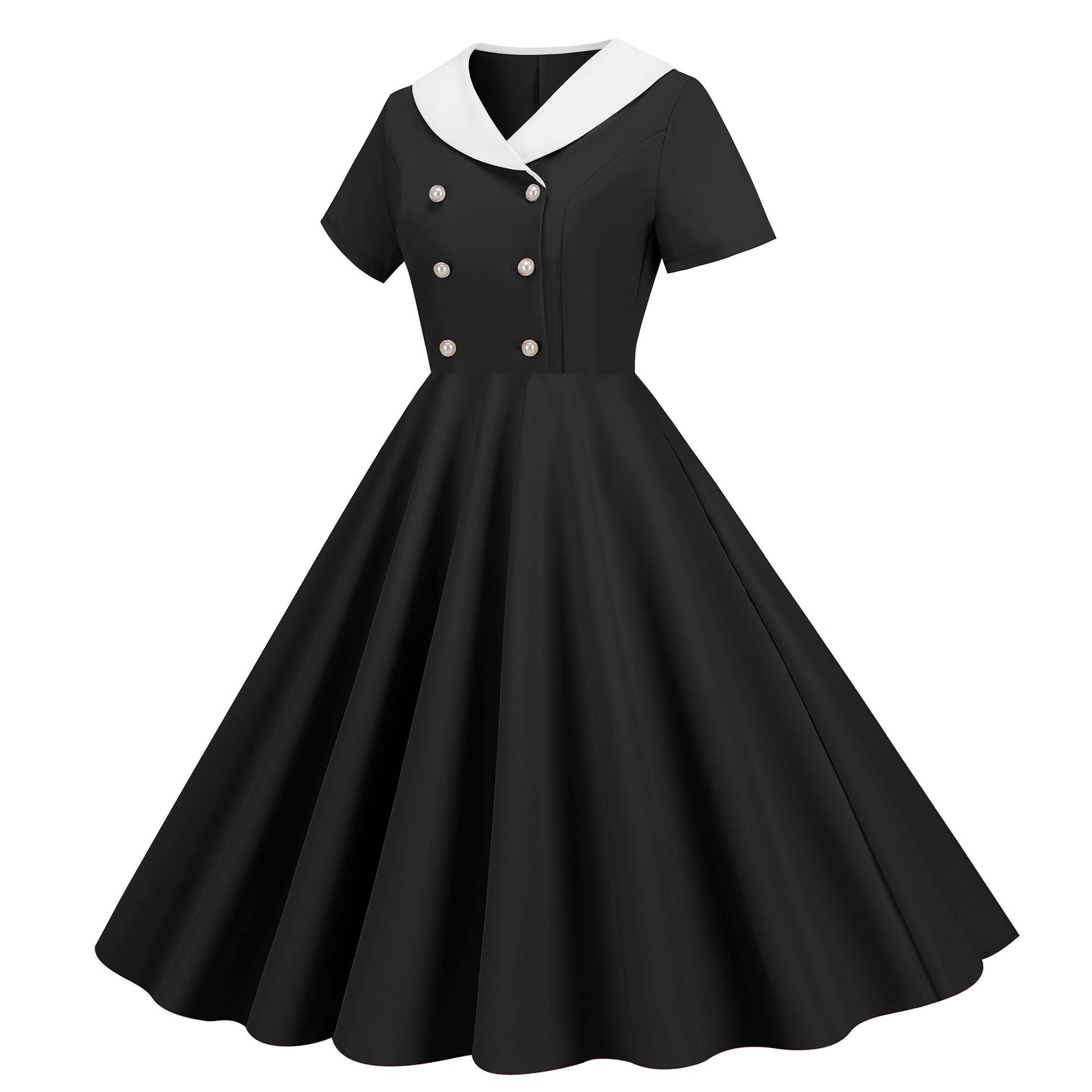 Womens 1950s Vintage Audrey Hepburn Style Cocktail Swing Costume Dresses Black