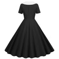 Womens 1950s Vintage Audrey Hepburn Style Cocktail Swing Costume Dresses Black