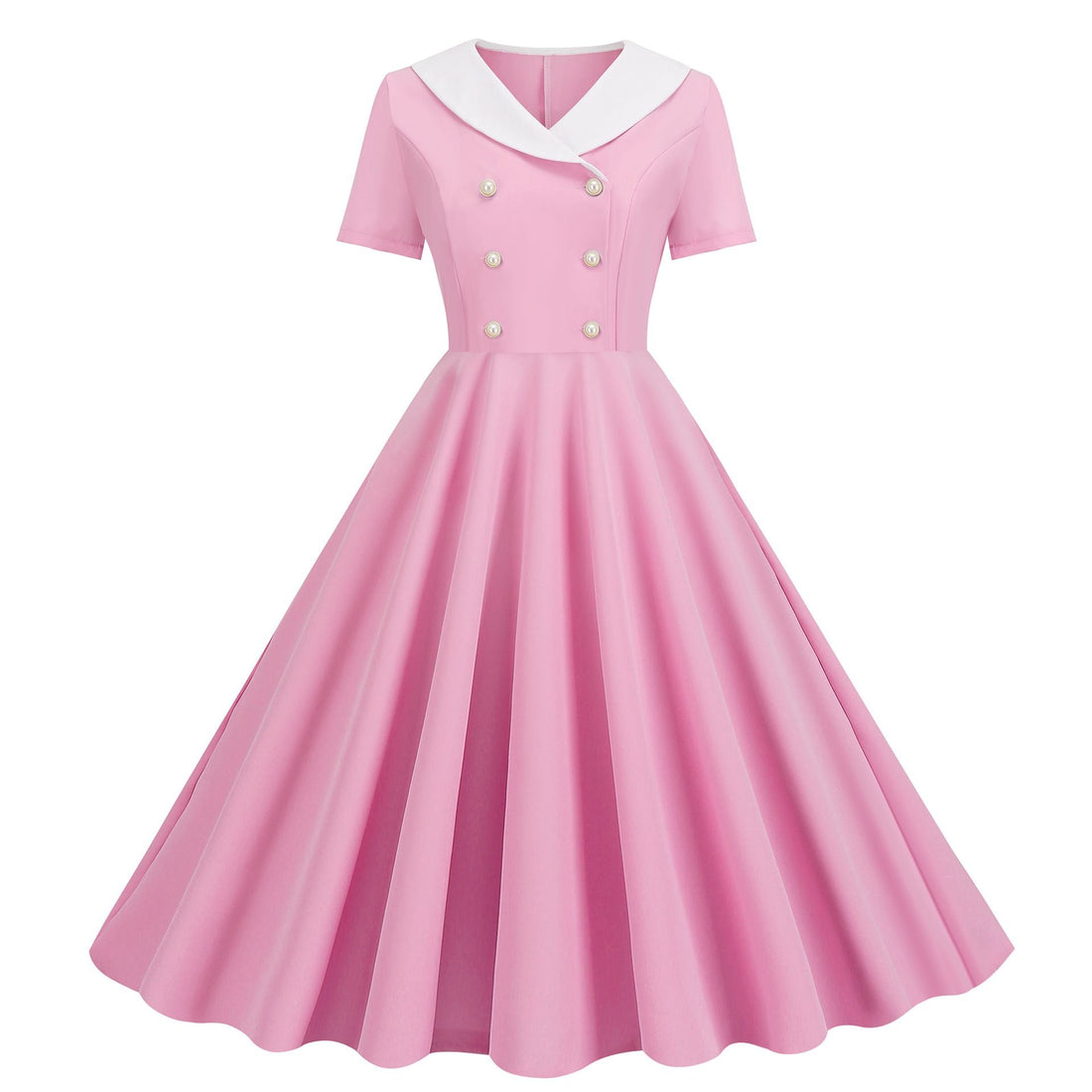 Womens 1950s Vintage Audrey Hepburn Style Cocktail Swing Costume Dresses Pink
