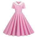 Womens 1950s Vintage Audrey Hepburn Style Cocktail Swing Costume Dresses Pink