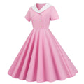 Womens 1950s Vintage Audrey Hepburn Style Cocktail Swing Costume Dresses Pink