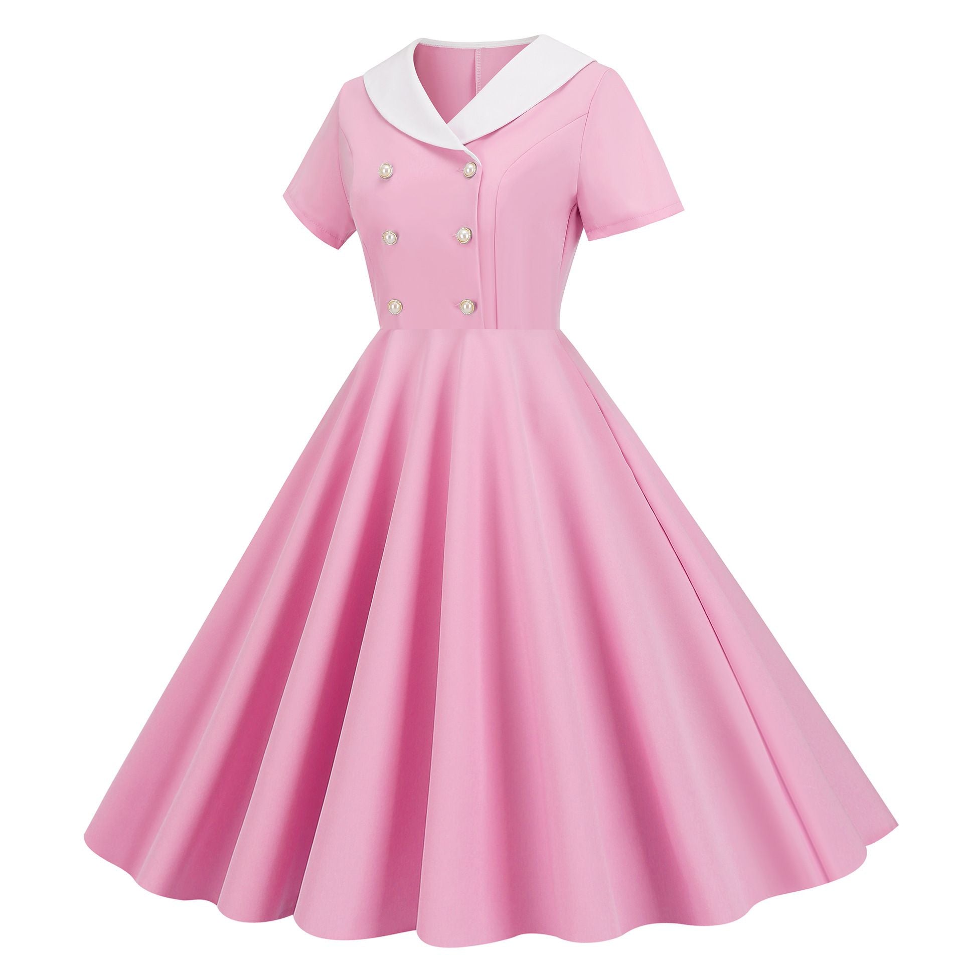 Womens 1950s Vintage Audrey Hepburn Style Cocktail Swing Costume Dresses Pink