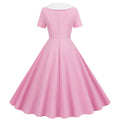 Womens 1950s Vintage Audrey Hepburn Style Cocktail Swing Costume Dresses Pink