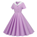 Womens 1950s Vintage Audrey Hepburn Style Cocktail Swing Costume Dresses Purple