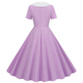 Womens 1950s Vintage Audrey Hepburn Style Cocktail Swing Costume Dresses Purple
