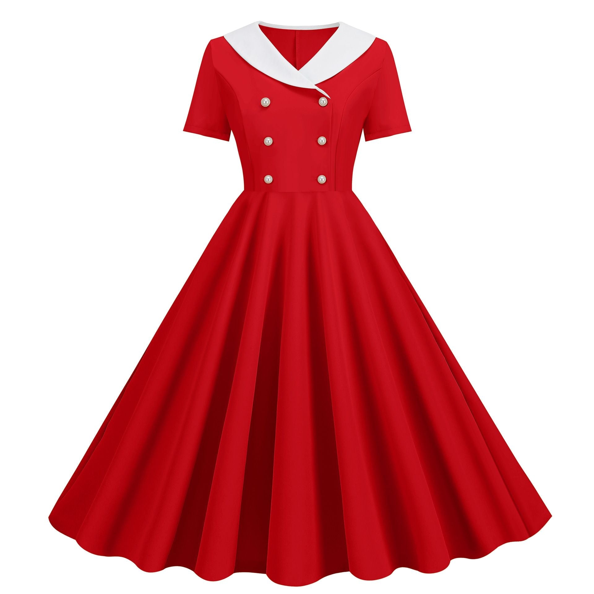 Womens 1950s Vintage Audrey Hepburn Style Cocktail Swing Costume Dresses Red