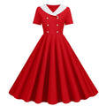 Womens 1950s Vintage Audrey Hepburn Style Cocktail Swing Costume Dresses Red