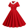 Womens 1950s Vintage Audrey Hepburn Style Cocktail Swing Costume Dresses Red