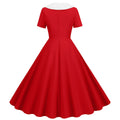 Womens 1950s Vintage Audrey Hepburn Style Cocktail Swing Costume Dresses Red