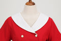Womens 1950s Vintage Audrey Hepburn Style Cocktail Swing Costume Dresses Red