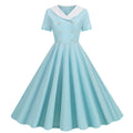 Womens 1950s Vintage Audrey Hepburn Style Cocktail Swing Costume Dresses Sky