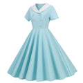 Womens 1950s Vintage Audrey Hepburn Style Cocktail Swing Costume Dresses Sky