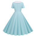 Womens 1950s Vintage Audrey Hepburn Style Cocktail Swing Costume Dresses Sky