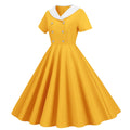 Womens 1950s Vintage Audrey Hepburn Style Cocktail Swing Costume Dresses Yellow