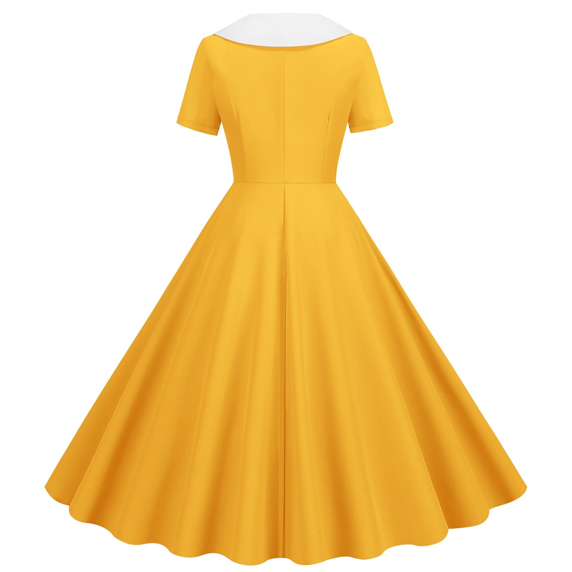Womens 1950s Vintage Audrey Hepburn Style Cocktail Swing Costume Dresses Yellow