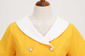 Womens 1950s Vintage Audrey Hepburn Style Cocktail Swing Costume Dresses Yellow