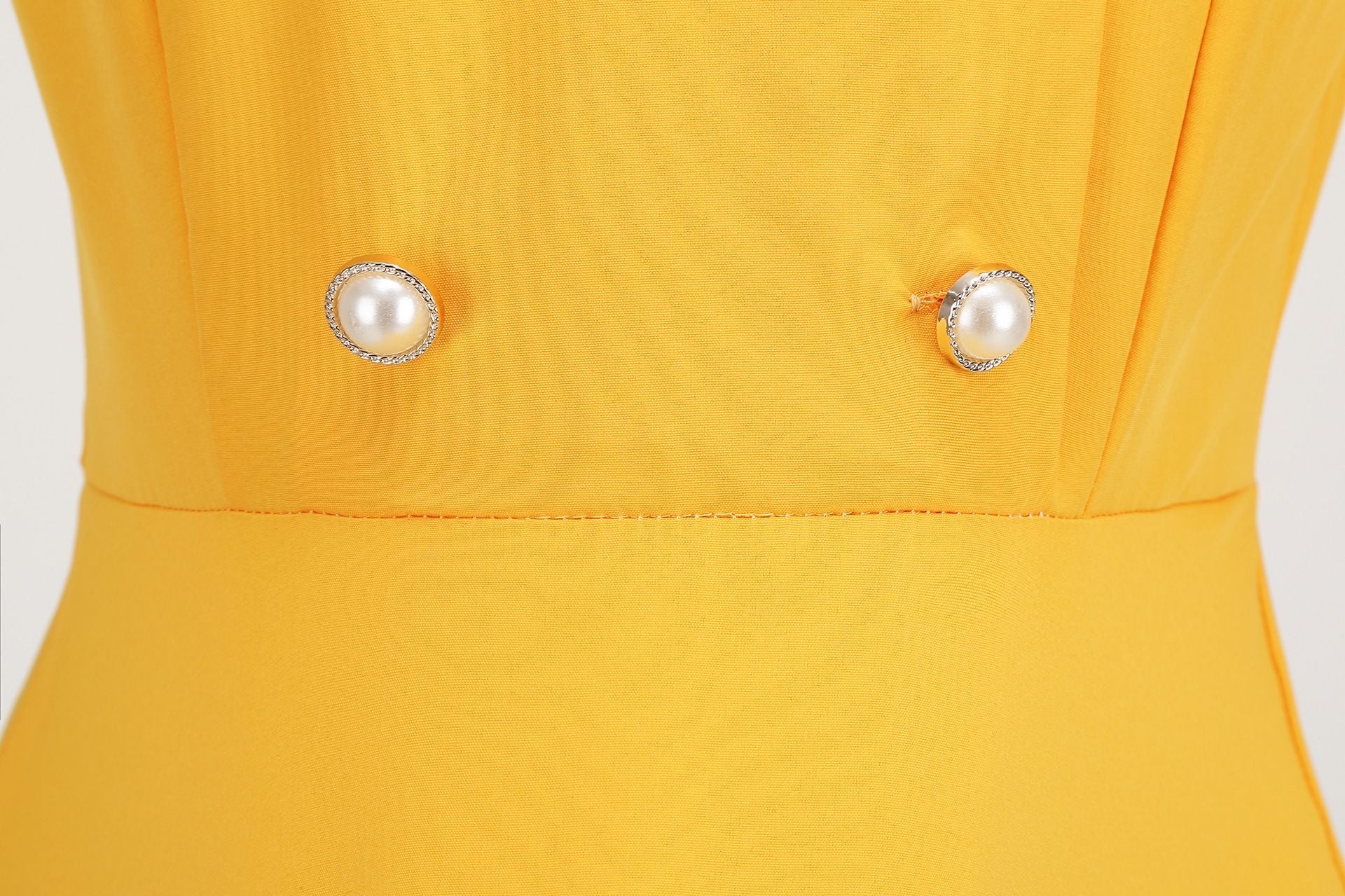 Womens 1950s Vintage Audrey Hepburn Style Cocktail Swing Costume Dresses Yellow