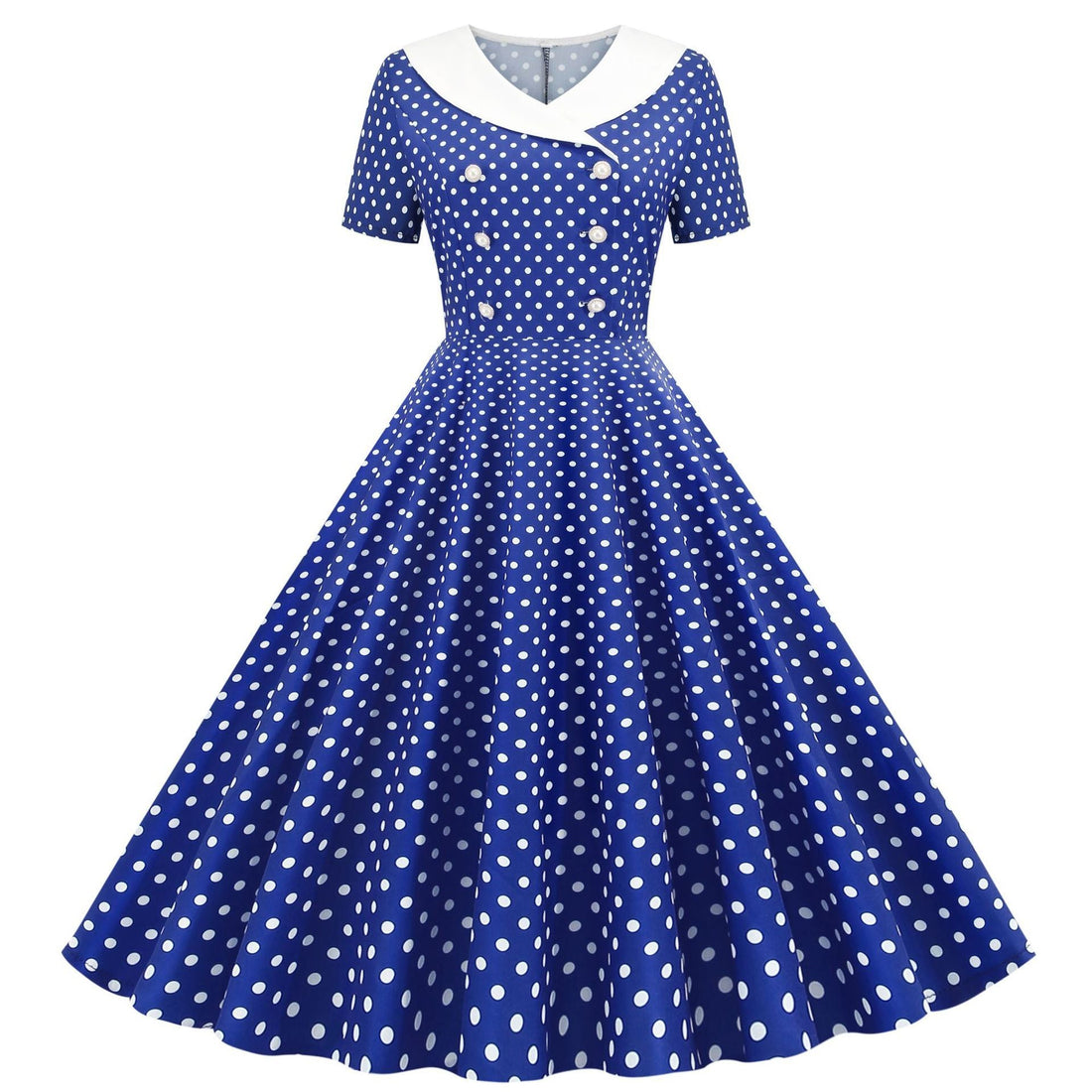 Womens 1950s Vintage Audrey Hepburn Style Cocktail Swing Halloween Dresses Blue