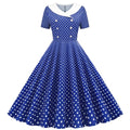 Womens 1950s Vintage Audrey Hepburn Style Cocktail Swing Halloween Dresses Blue