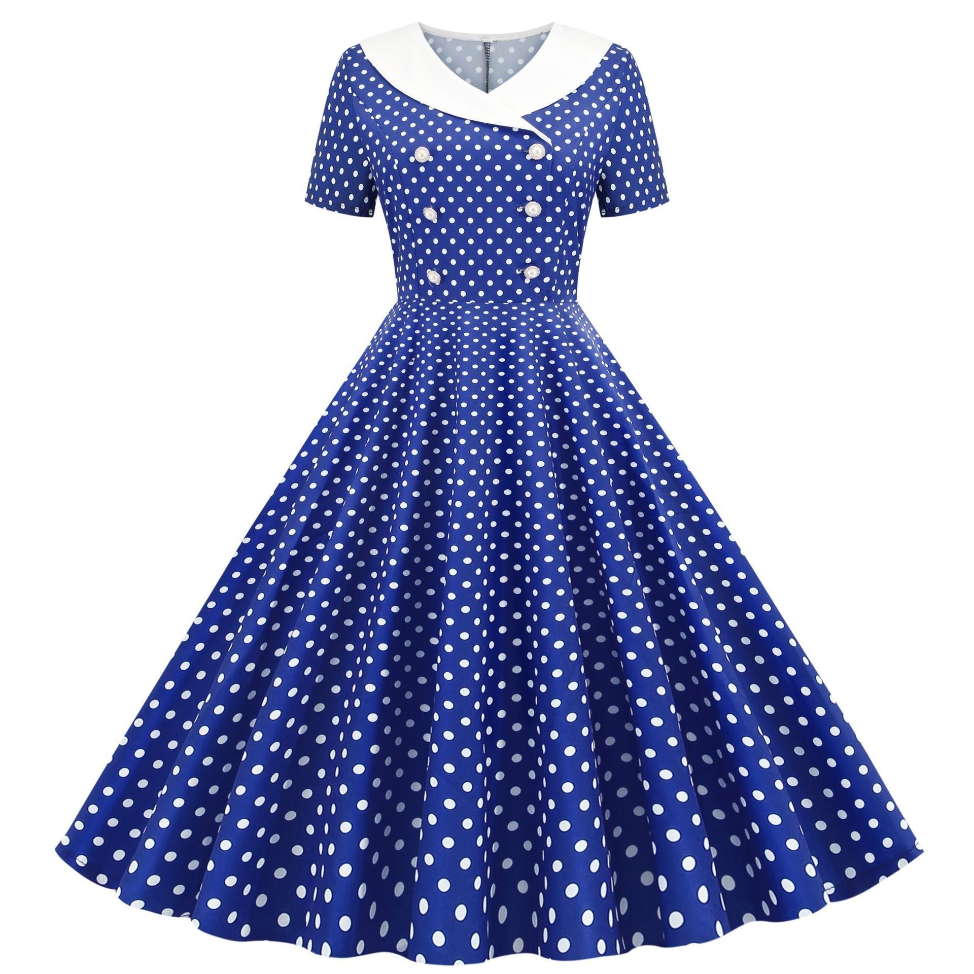 Womens 1950s Vintage Audrey Hepburn Style Cocktail Swing Halloween Dresses Blue