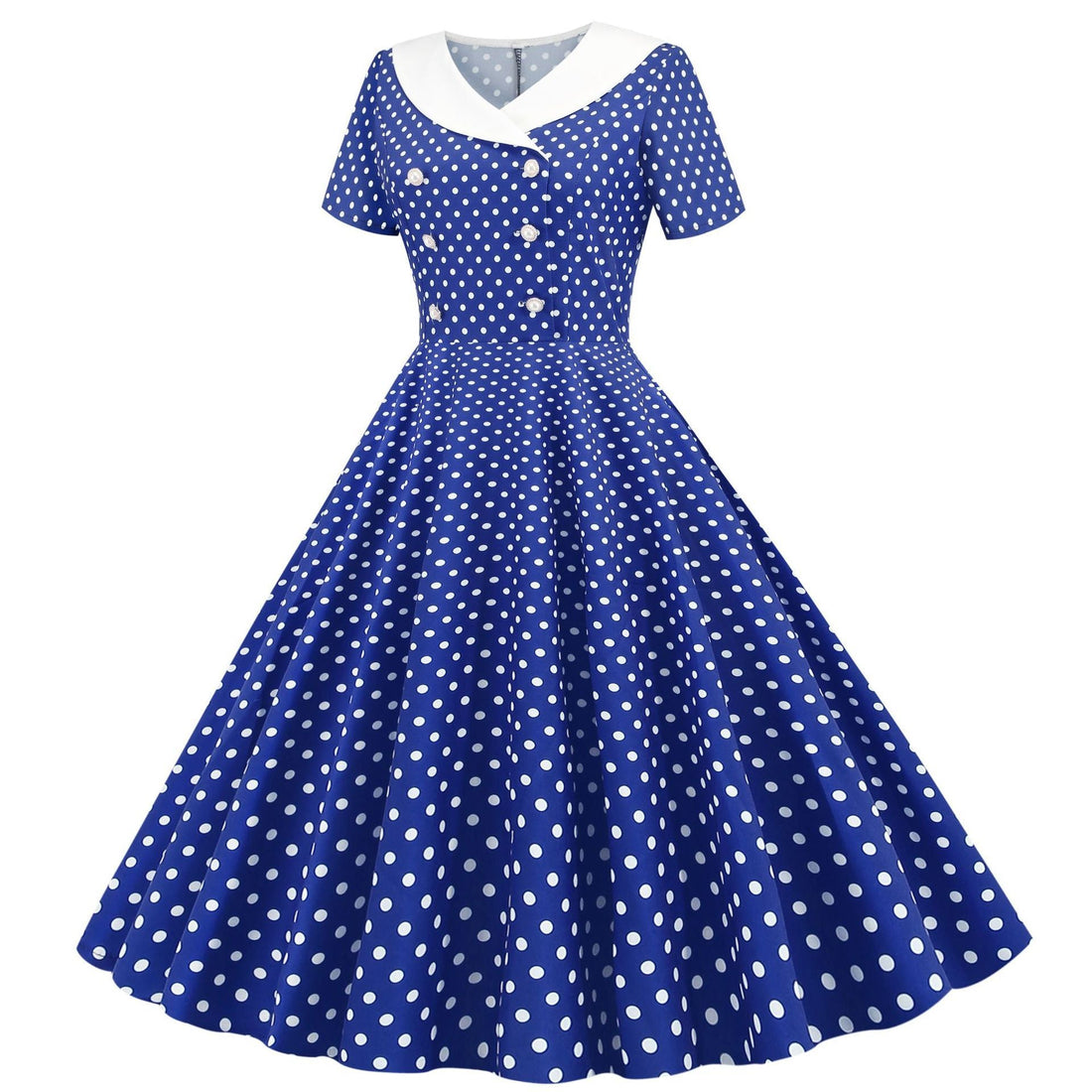Womens 1950s Vintage Audrey Hepburn Style Cocktail Swing Halloween Dresses Blue