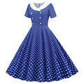 Womens 1950s Vintage Audrey Hepburn Style Cocktail Swing Halloween Dresses Blue