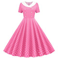 Womens 1950s Vintage Audrey Hepburn Style Cocktail Swing Halloween Dresses Pink