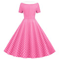 Womens 1950s Vintage Audrey Hepburn Style Cocktail Swing Halloween Dresses Pink