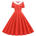 Womens 1950s Vintage Audrey Hepburn Style Cocktail Swing Halloween Dresses Red