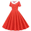 Womens 1950s Vintage Audrey Hepburn Style Cocktail Swing Halloween Dresses Red