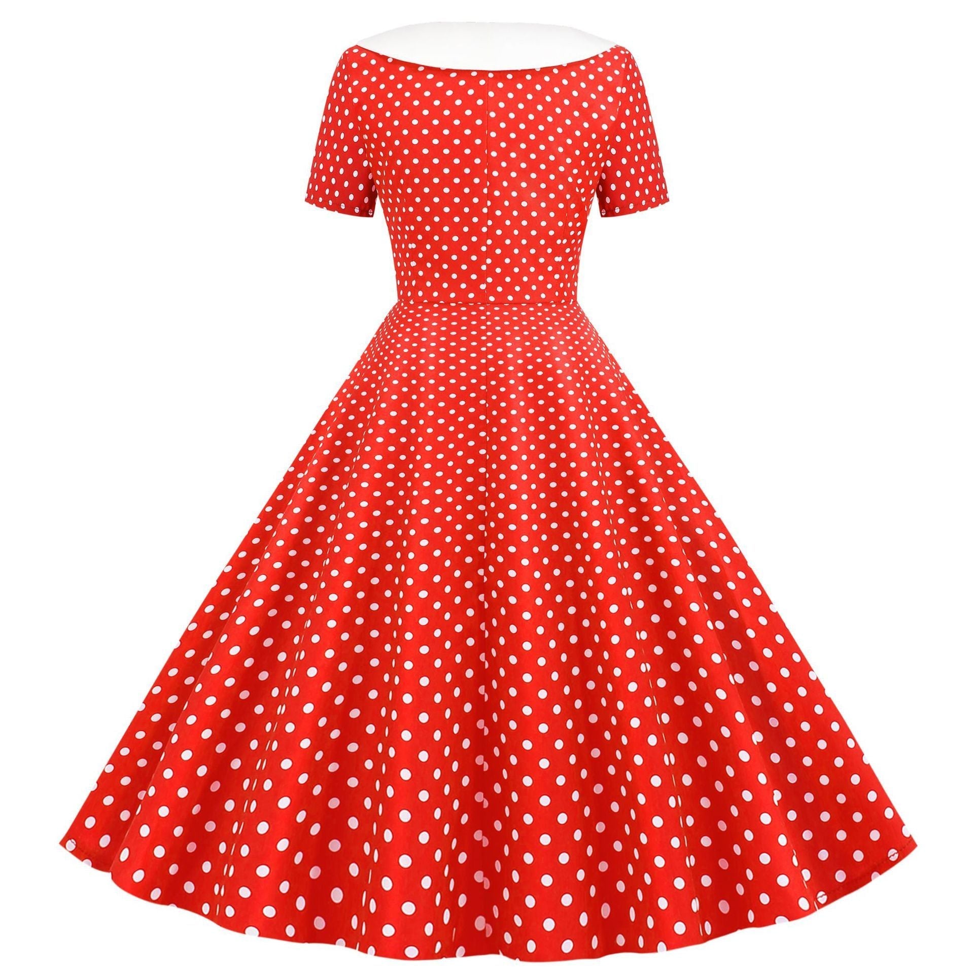Womens 1950s Vintage Audrey Hepburn Style Cocktail Swing Halloween Dresses Red