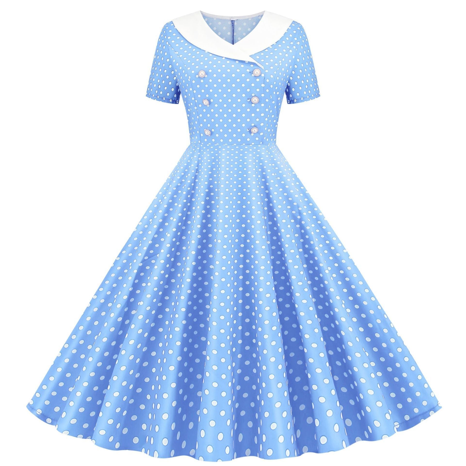 Womens 1950s Vintage Audrey Hepburn Style Cocktail Swing Halloween Dresses Sky