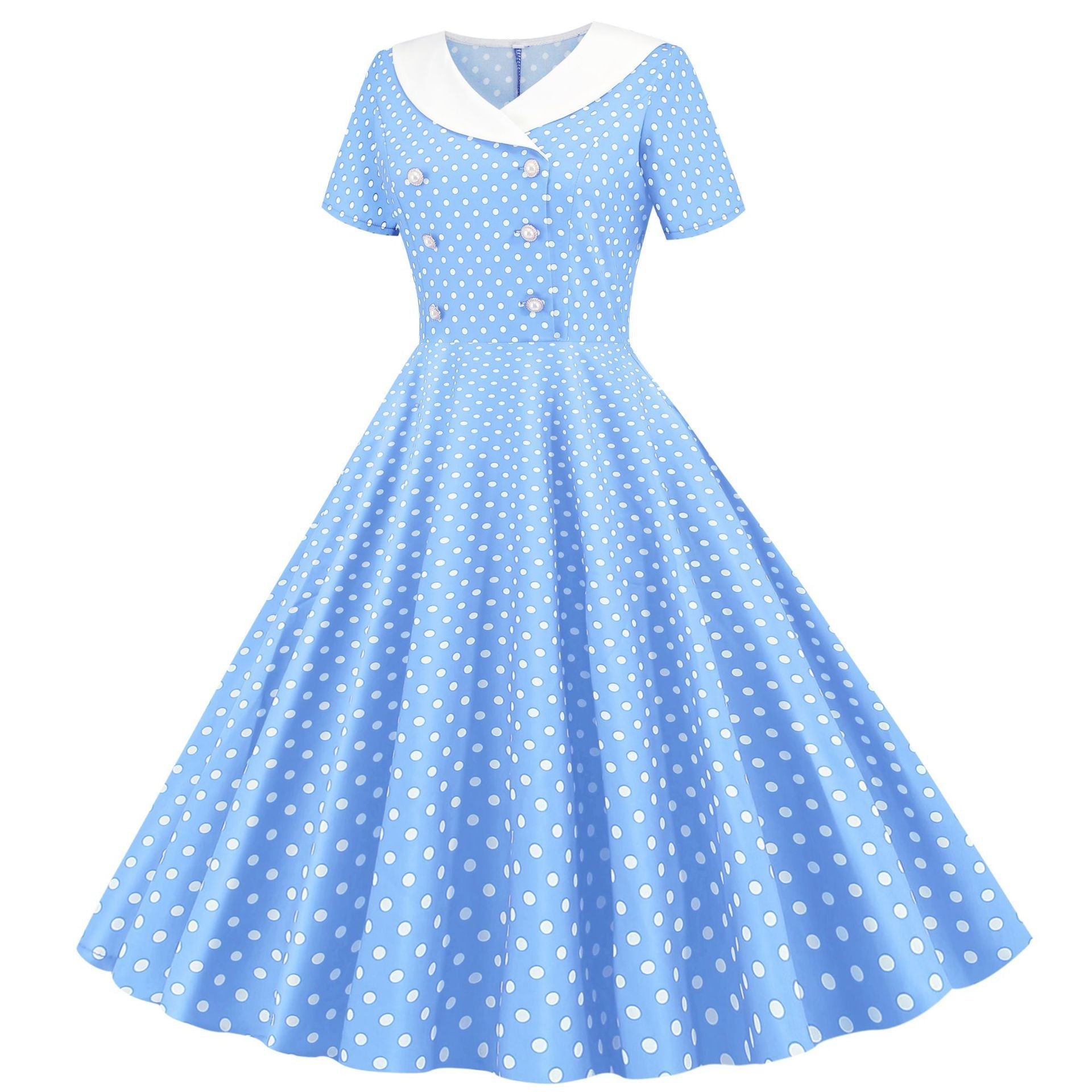 Womens 1950s Vintage Audrey Hepburn Style Cocktail Swing Halloween Dresses Sky
