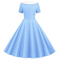 Womens 1950s Vintage Audrey Hepburn Style Cocktail Swing Halloween Dresses Sky