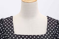 Womens 1950s Vintage Dress Bowknot Prom Short Sleeve Polka Dot Party Dress Black