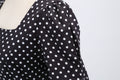 Womens 1950s Vintage Dress Bowknot Prom Short Sleeve Polka Dot Party Dress Black
