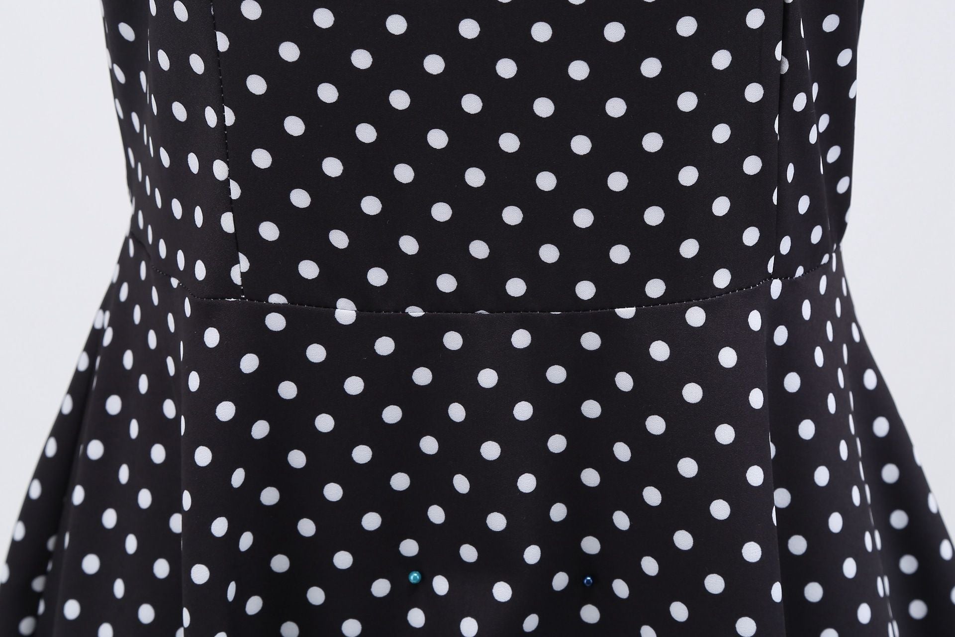 Womens 1950s Vintage Dress Bowknot Prom Short Sleeve Polka Dot Party Dress Black